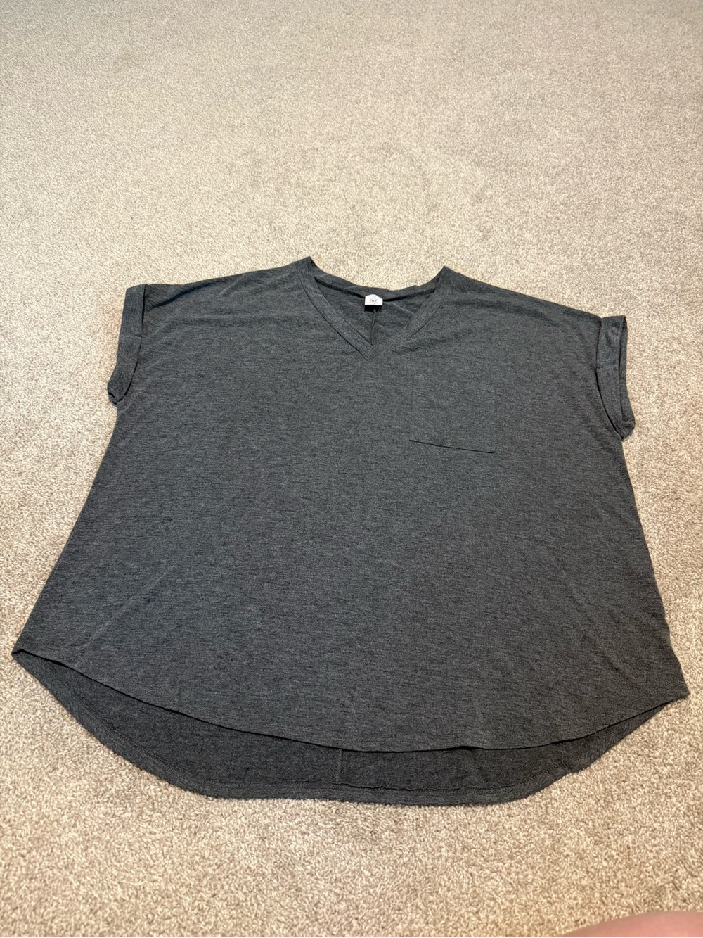 Like Love Women's Charcoal V-Neck Pocket Top